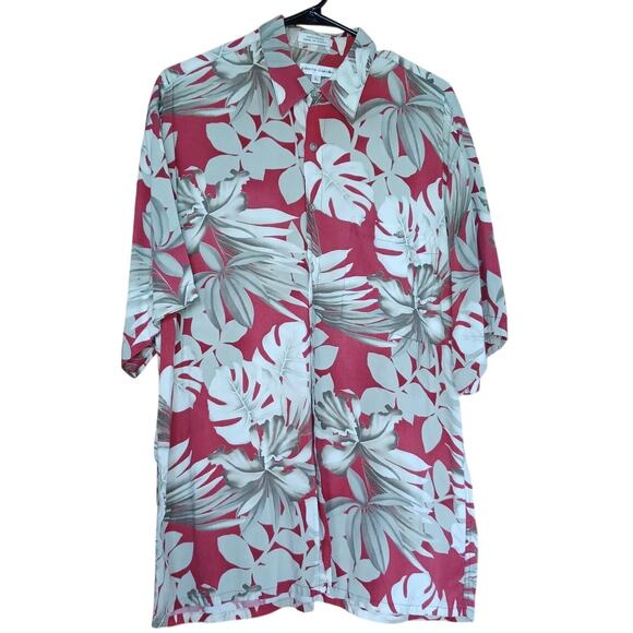 VTG Pierre Cardin Floral Cabana Shirt Men's L Tropical Beach Green Red Color - Picture 1 of 5